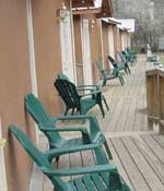 A look down the porches of the cabins